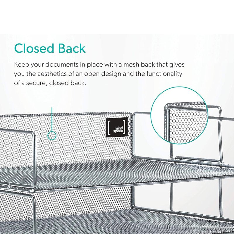 2-Tier Mesh Desk Organizer for Office Supplies - Silver