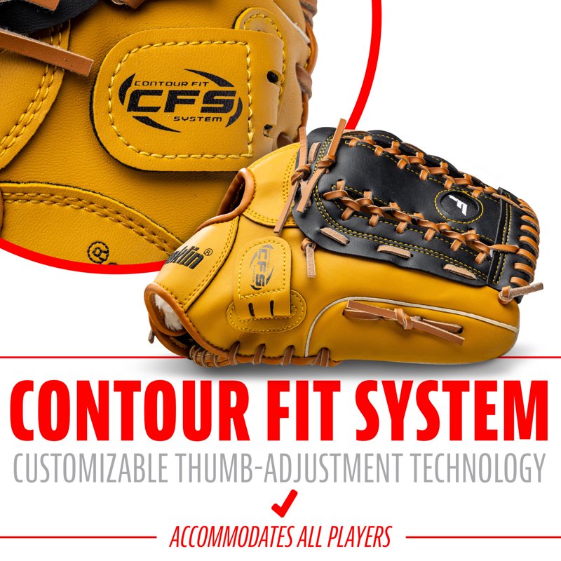 Baseball Softball Glove 12 Inch Fielding Mitt with Adjustable Fit & Durable Synthetic Leather