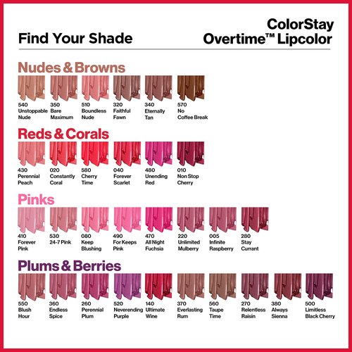 REVLON Liquid Lipstick with Clear Lip Gloss, ColorStay Face Makeup, Overtime Lipcolor, Dual Ended with Vitamin E in Pink, Forever Pink (410), 0.07 Oz