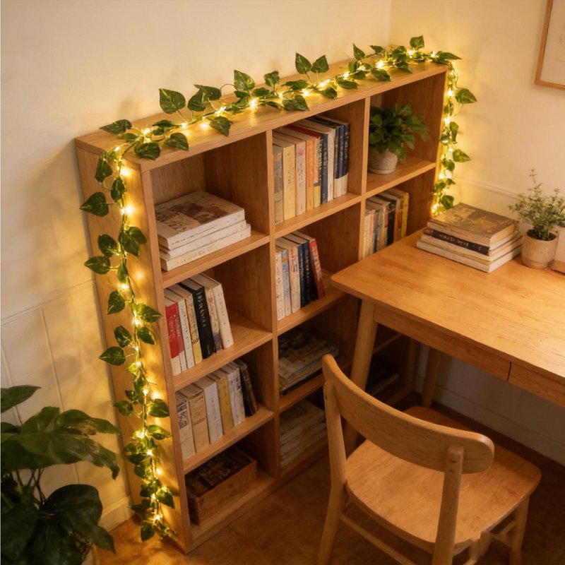 Solar Leaf Curtain String Lights 16.4 Ft Outdoor Waterproof Ivy Vines for Garden Patio Balcony Wall Decor