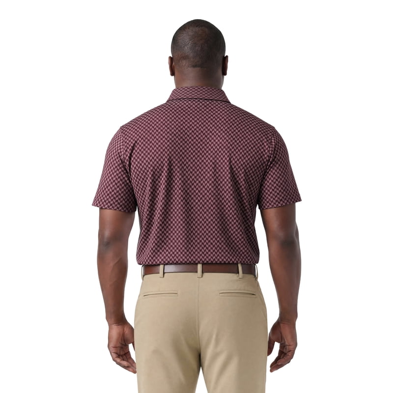 Men's Performance Herringbone Print Golf Polo Shirt - Short Sleeve Activewear