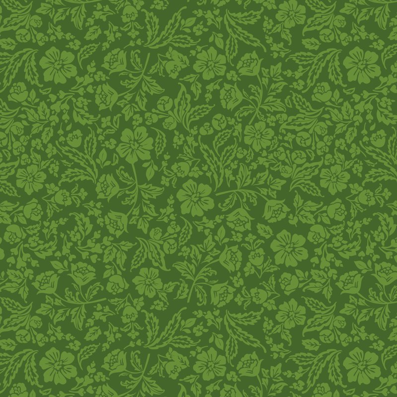 Cotton Sewing Fabric Paris Floral Green - Cut by the Yard, 44 Inch Wide