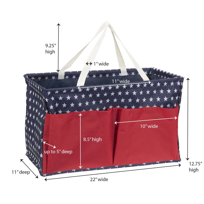Rectangular Canvas Utility Tote with Handles and Pockets - Water-Resistant Storage Bag