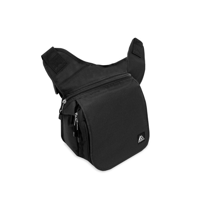 Large Unisex Messenger Bag with Multiple Pockets - Black