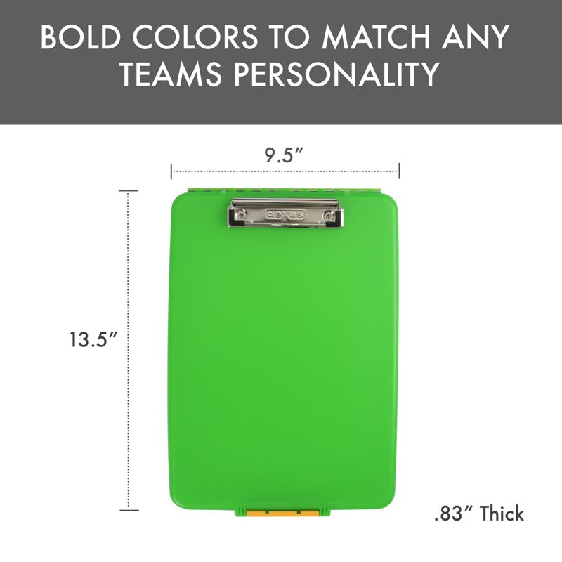 Storage Clipboard with Secure Locking Compartment - 9.5 x 13.5 Inches, Green & Black Options