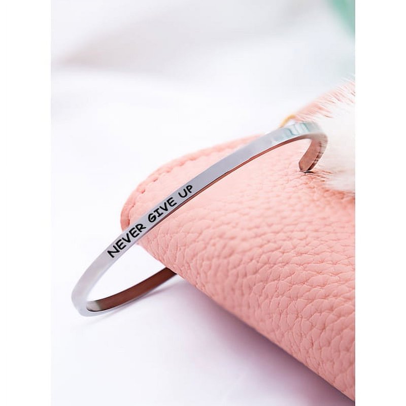 Motivational Stainless Steel Saying Bracelet 8-inch - Unisex Adult Jewelry