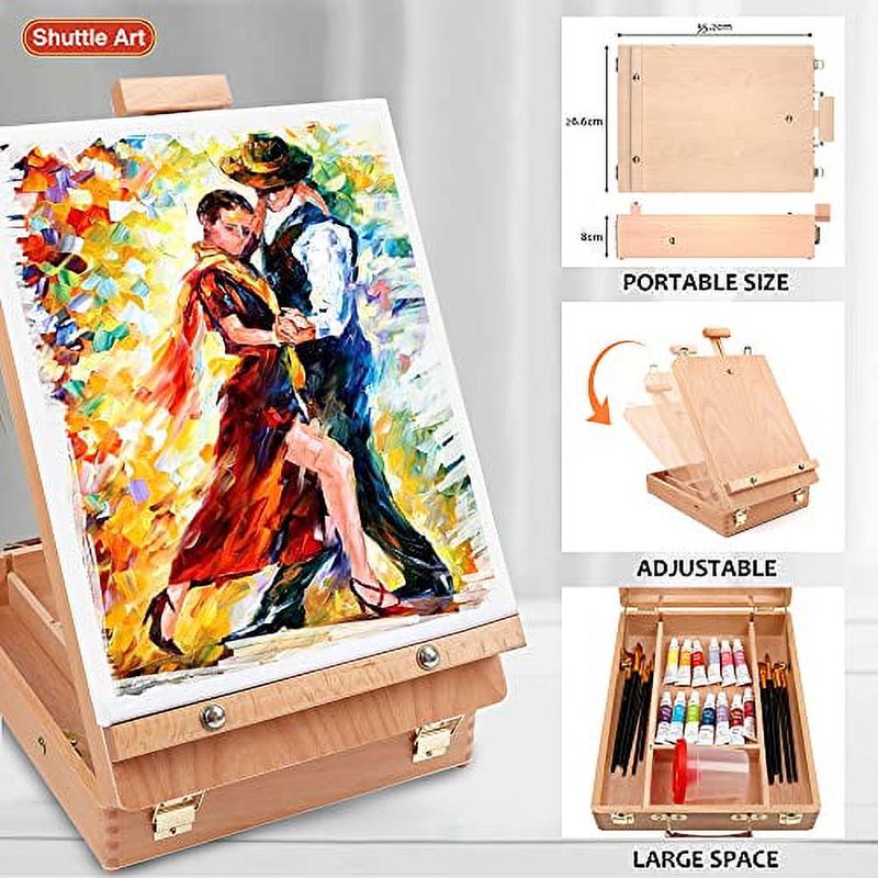 Acrylic Painting Set with Easel, Brushes, Canvas & Supplies for Artists
