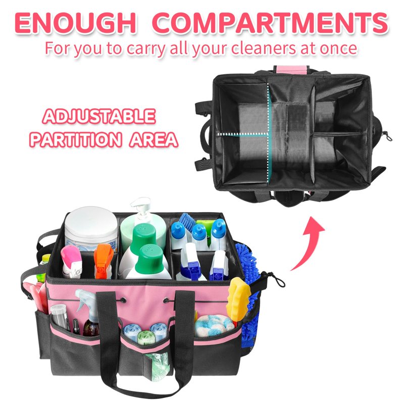 Wearable Cleaning Caddy Bag with Shoulder Straps for Organizing Supplies