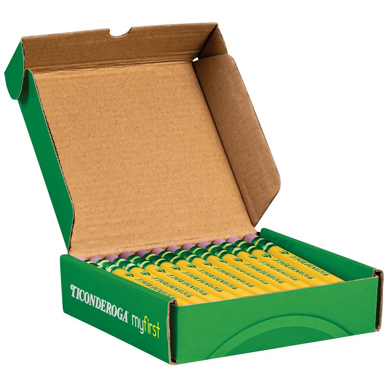 Kids Wooden Pencils Set - Short 4.5 Inch Triangular HB #2 with Erasers, 36 Pack
