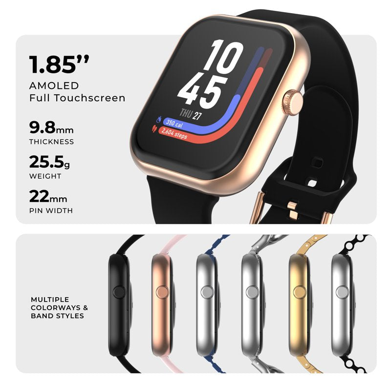 Smartwatch with 1.85 AMOLED Display Heart Rate & Sports Modes - Black