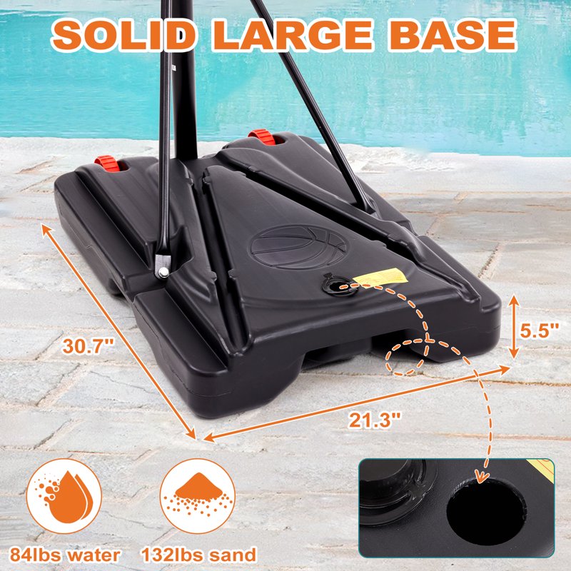 Kids Adjustable Indoor Outdoor Basketball Hoop with Enlarged Base - Portable Play Set