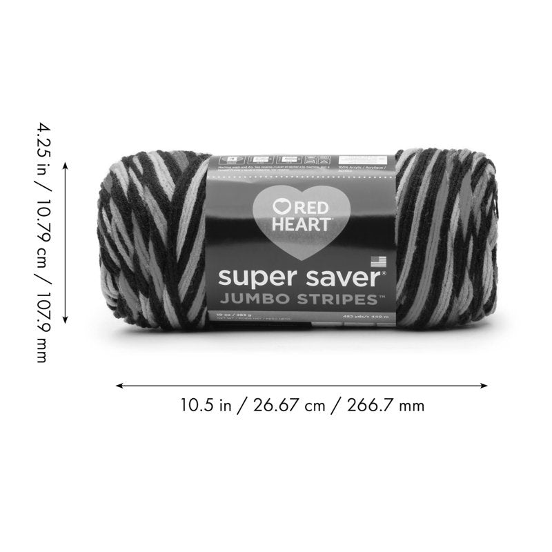 Jumbo Acrylic Yarn - Neon Stripe, Medium Weight, 10oz, Multiple Colors