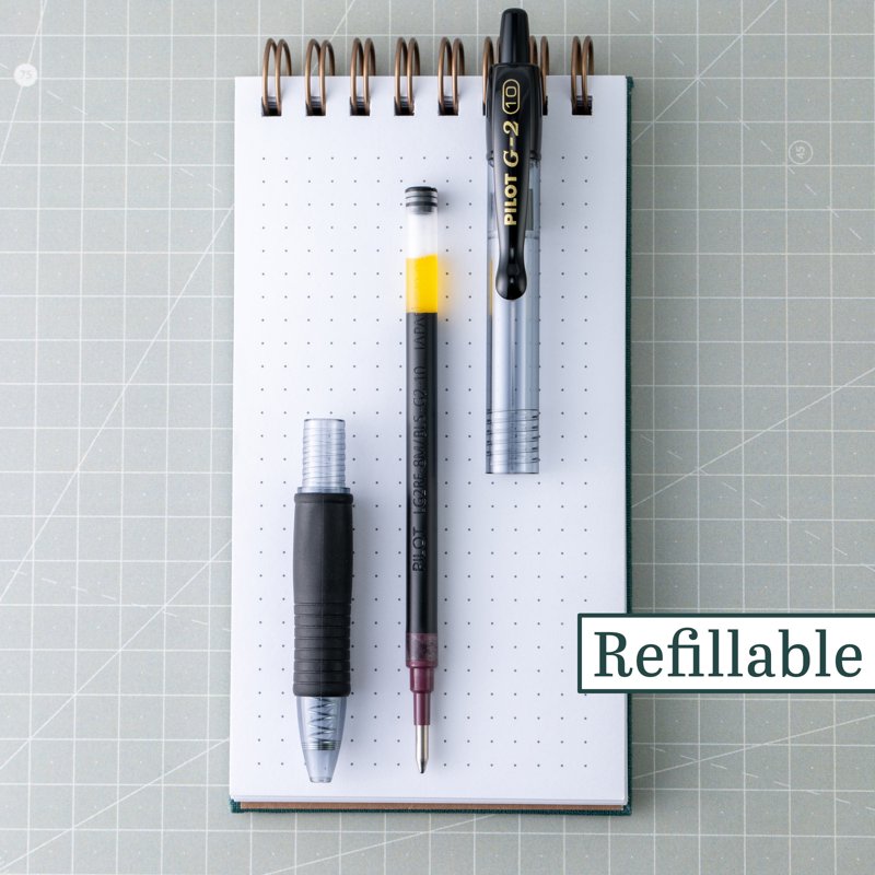 Gel Pen Set - 48 Black Retractable Gel Pens with Bold 1.0mm Point