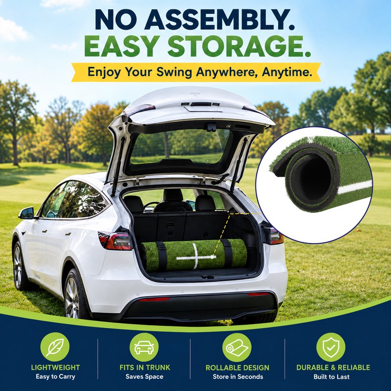 Orfeld 5.2 x 4 ft Dual-Turf Golf Hitting Mat with EVA Base, 10 Hitting Positions