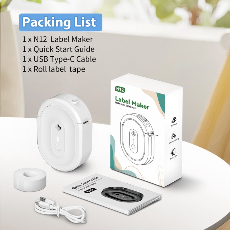 Wireless Bluetooth Label Maker Machine with Tape - Portable Office & Home Organizer