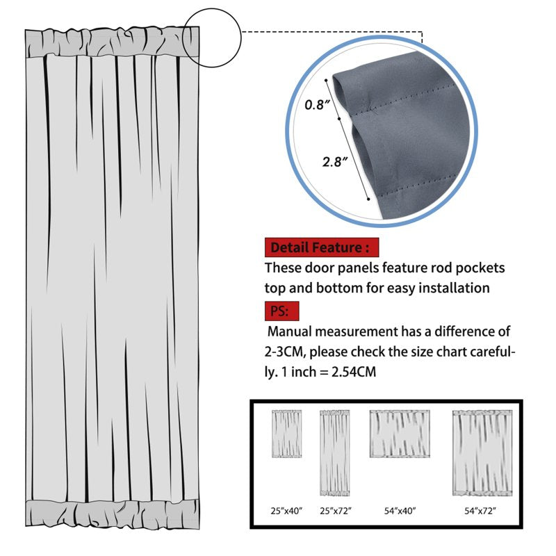 Blackout Curtains for Sliding Doors - Room Darkening Drapes, 2-Pack
