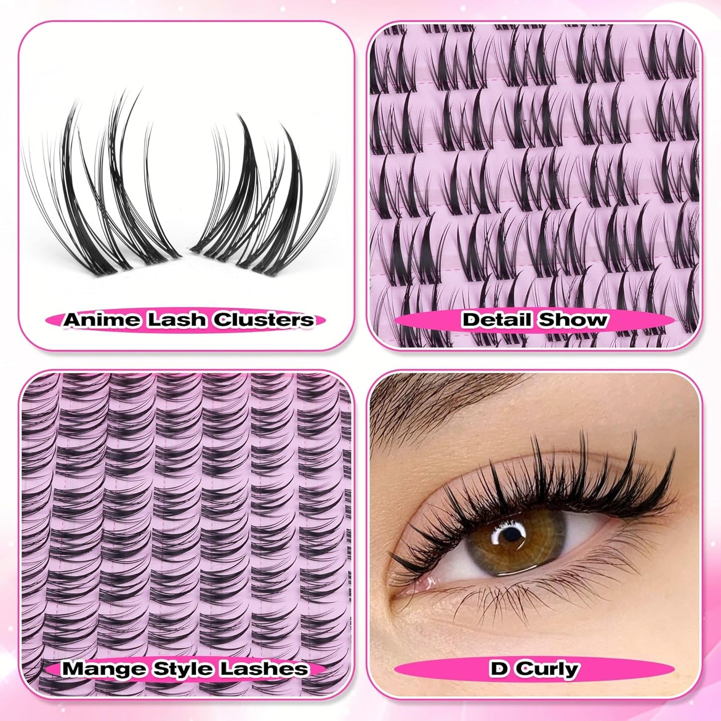 Manga Eyelash Clusters - Natural Look Anime Lash Extensions (8-16MM) for Beginners