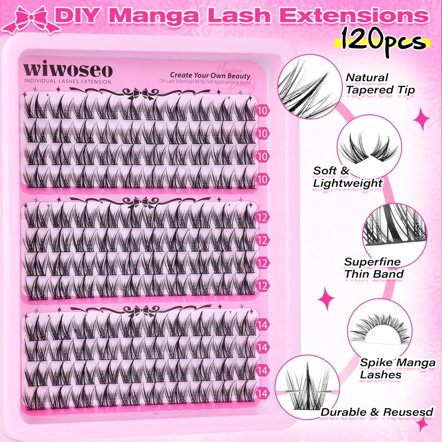 Manga Eyelash Clusters - Natural Look Anime Lash Extensions (8-16MM) for Beginners