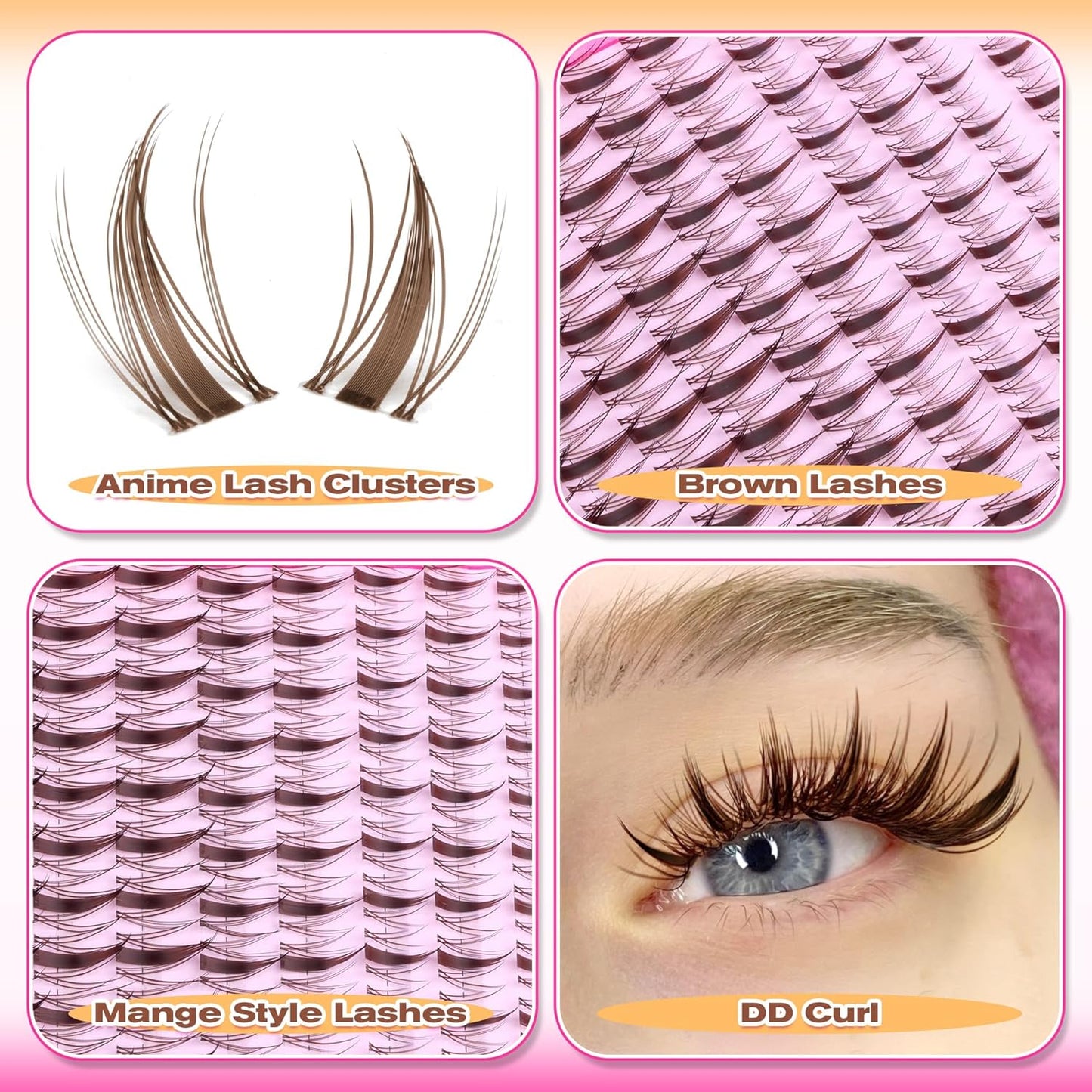 Manga Eyelash Clusters - Natural Look Anime Lash Extensions (8-16MM) for Beginners