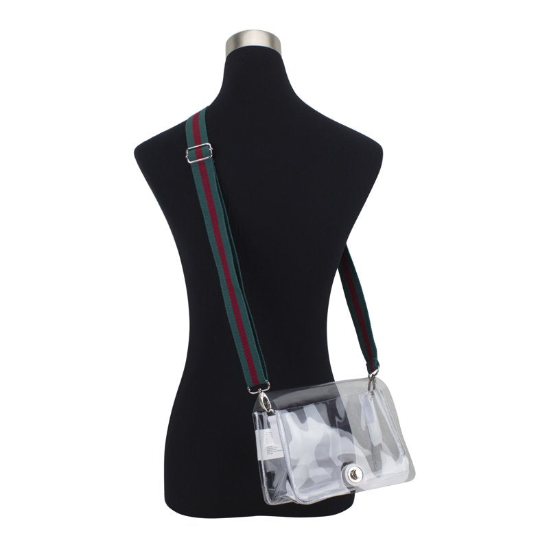 Clear Crossbody Bag with Webbing Strap - Unisex Fashion Accessory