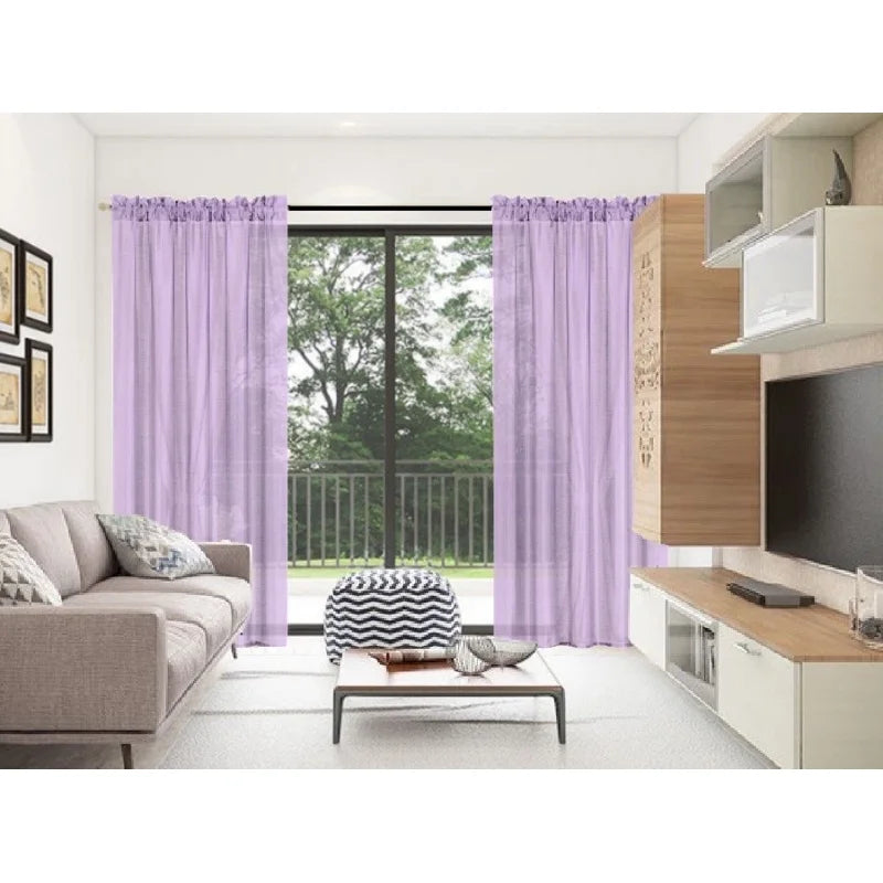 Semi-Sheer Faux Silk Window Curtains 2-Pack - Lilac 84" Length