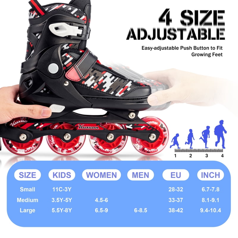 Kids & Adults Adjustable Light-Up Inline Skates for Outdoor Fun