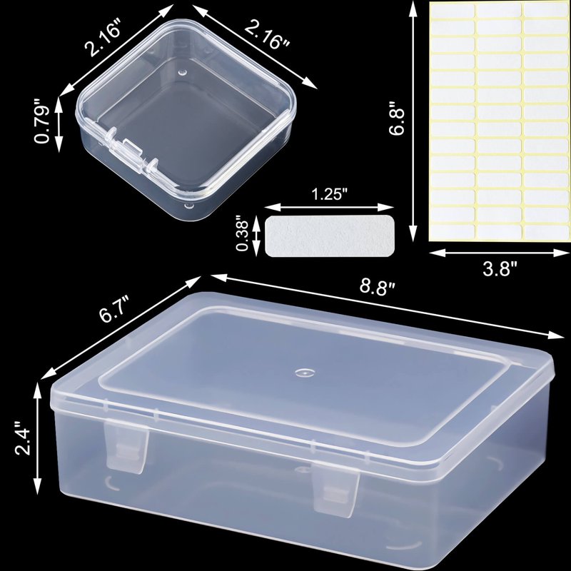 Clear Plastic Bead Organizer Boxes with Labels - Craft Storage Set for Jewelry, Beads, DIY Projects