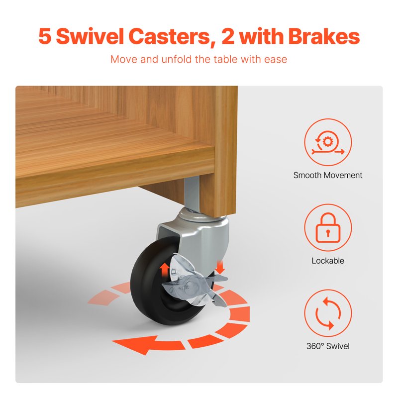 Folding Sewing Table with Storage Shelves and Wheels - Multi-Functional Craft Desk