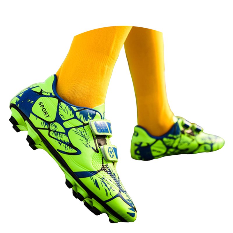 TrendOFT Kids Soccer Cleats Green 7-8 Years, Firm Ground Youth Football Shoes - A10 Green