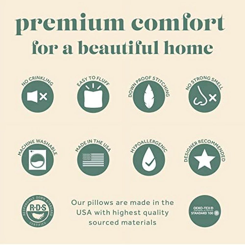 Down & Feather Fill Throw Pillow Inserts - Multiple Sizes & Shapes