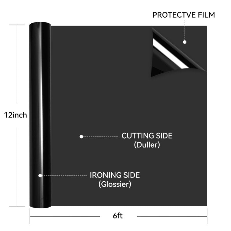 Heat Transfer Vinyl Roll for T-Shirts & DIY Projects - 12X6ft, Multiple Colors