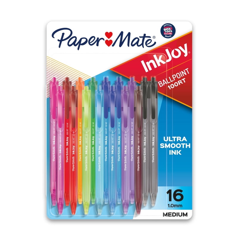 (3 Pack) Paper Mate InkJoy 100 Ballpoint Retractable Pens – 1.0 mm, Assorted Colors