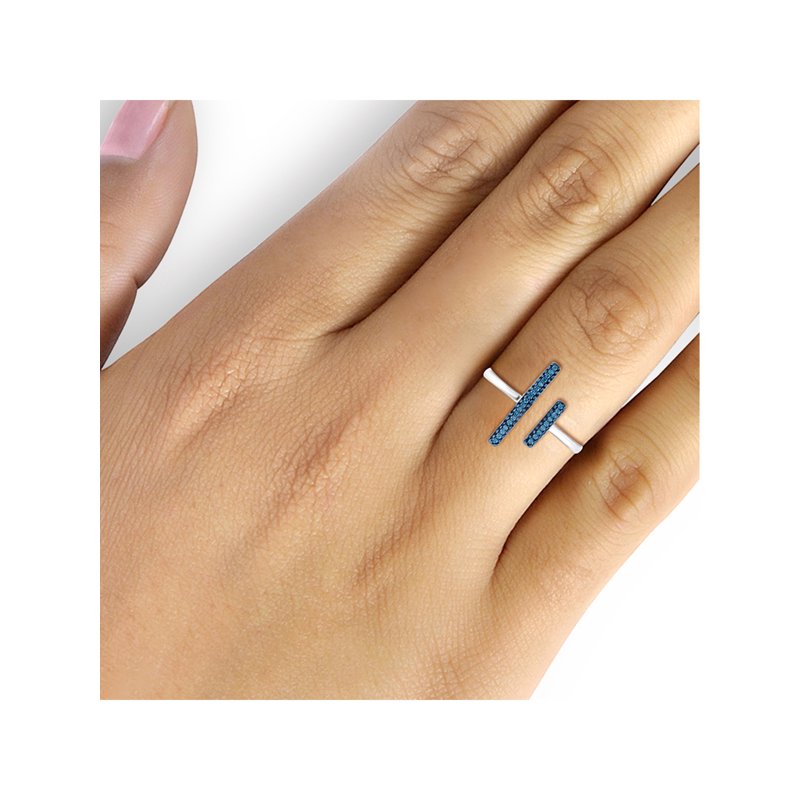 Sterling Silver Blue Diamond Open Ring for Women - Elegant Everyday Jewelry