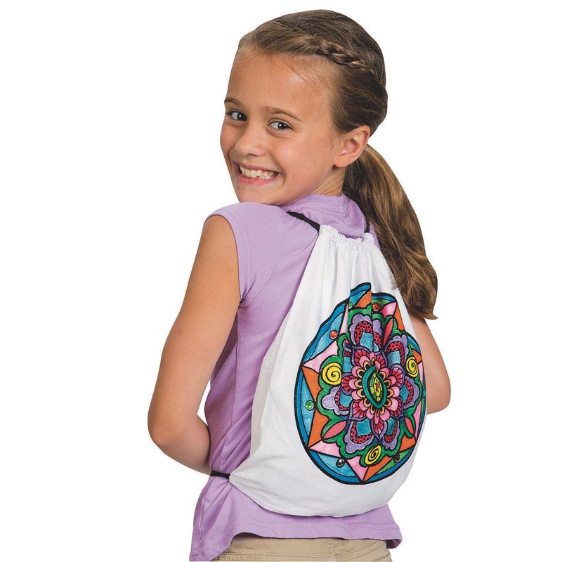 Cotton Mandala Backpack Set - Velvet Printed Art Drawstring Bags for Kids & Teens