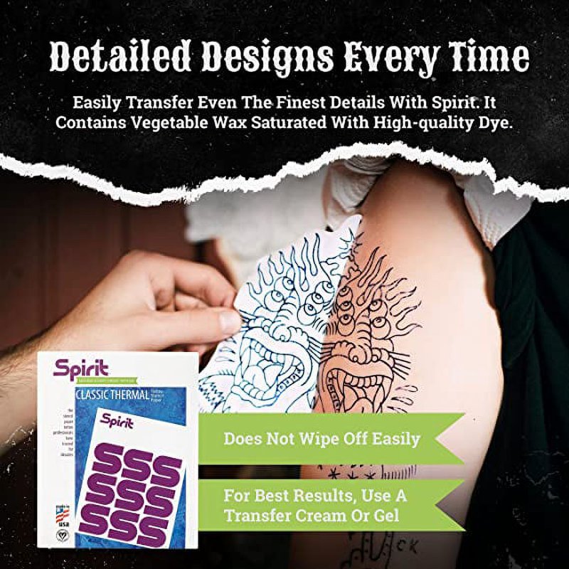 Tattoo Transfer Paper Sheets for Professional Stencil Printing - High Visibility, 25 Sheets