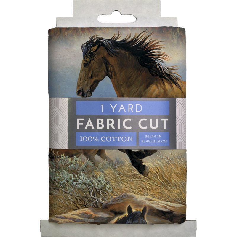 Cotton Horses in the Prairie Fabric 44 Inch Width - 2 Pack