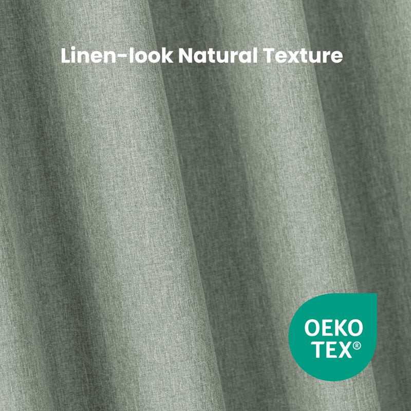Blackout Linen Look Curtains for Bedroom and Living Room - Thermal Insulated Drapes with Grommets
