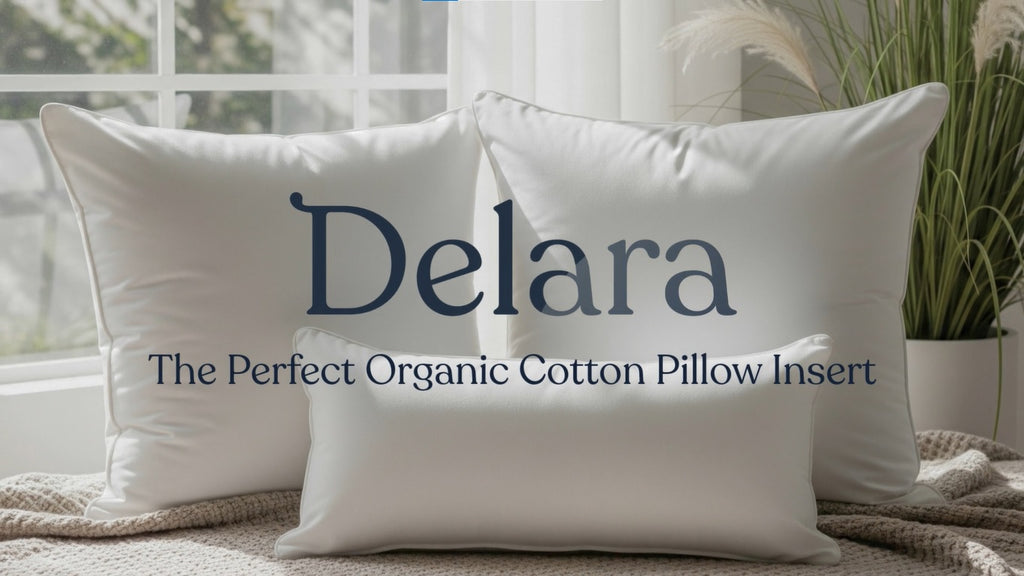 Delara 22x22 Pillow Inserts Set of 2 - Organic Cotton Shell, Recycled Down Fill