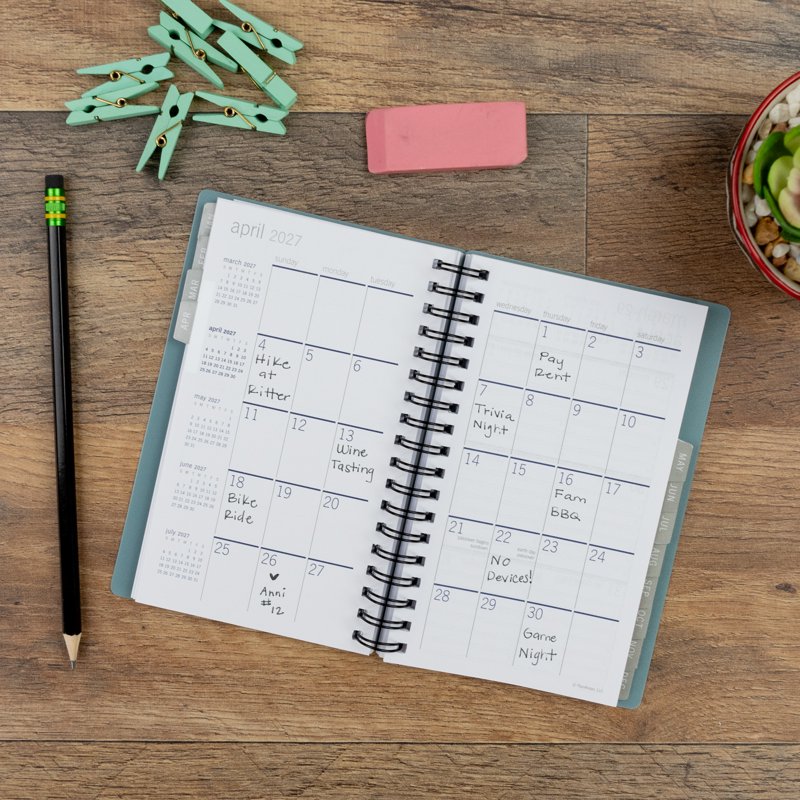 Small Monthly Weekly Planner - 18 Months Jul 2026-Dec 2027, Teal