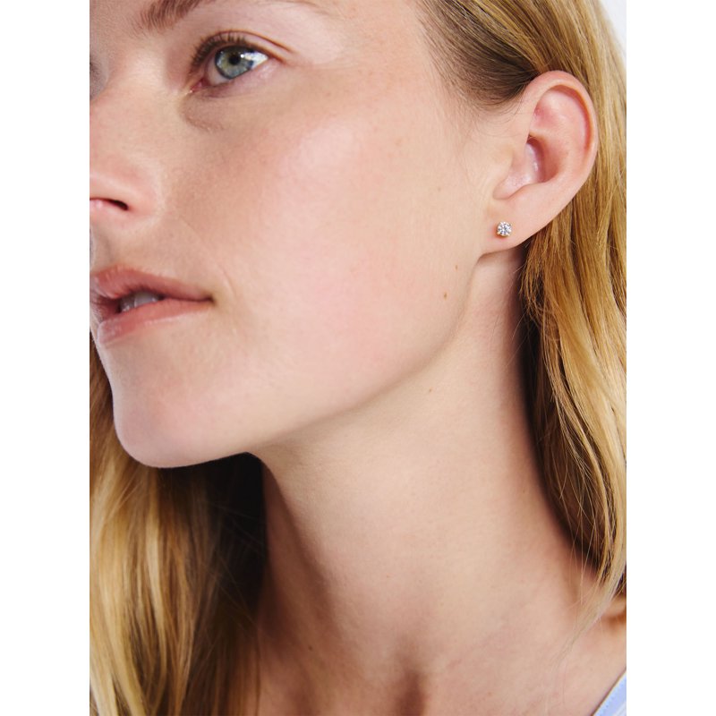 Women's Demi-Fine Gold and Silver Cubic Zirconia Stud Earring Set — 3 Pairs