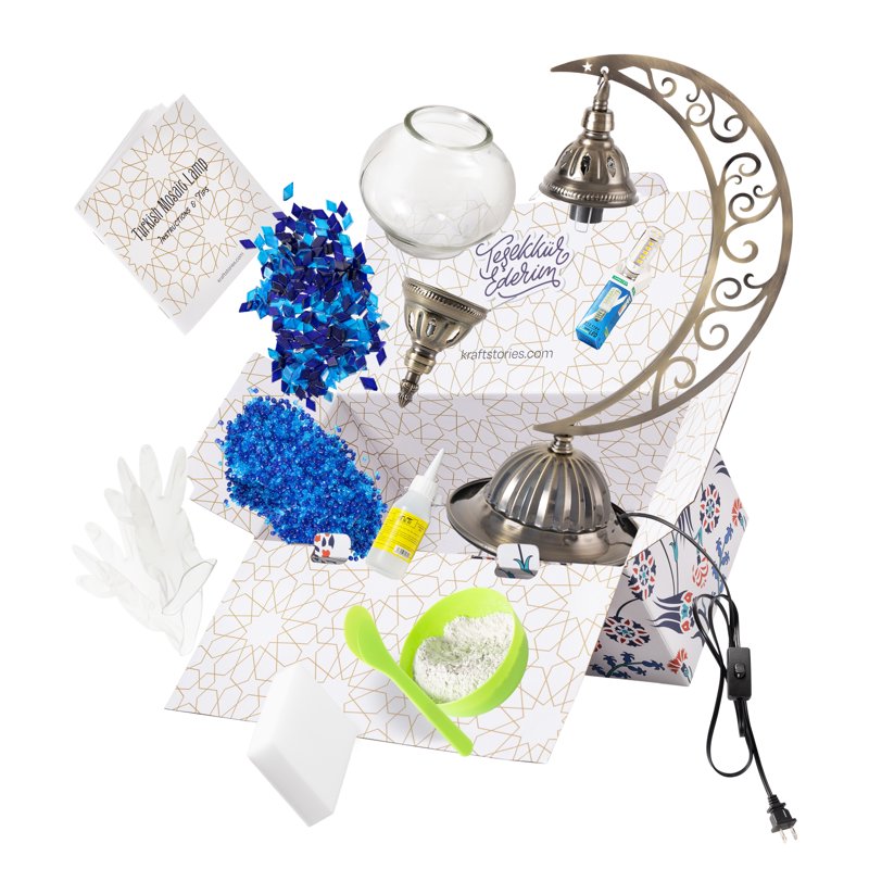 DIY Turkish Mosaic Moon Lamp Kit - Colorful Glass Table Light for Living Room & Bedroom