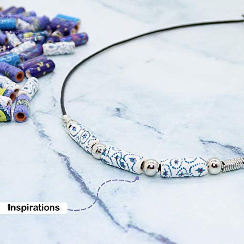 Jewelry Making Bead Kit with 100 Porcelain Ceramic Beads and 5 Meters Leather Cord