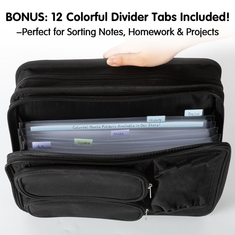 2-Inch Zipper Binder with 3 Rings and Multi-Pocket Organizer for Students and Professionals