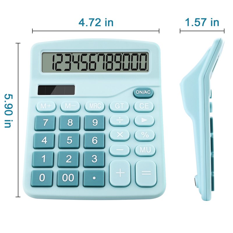 12-Digit Solar Dual Power Desktop Calculator for Office & Business