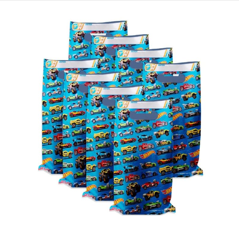 Hot Wheels Birthday Party Supplies Bundle with Loot Bags and Dinosaur Sticker Sheet