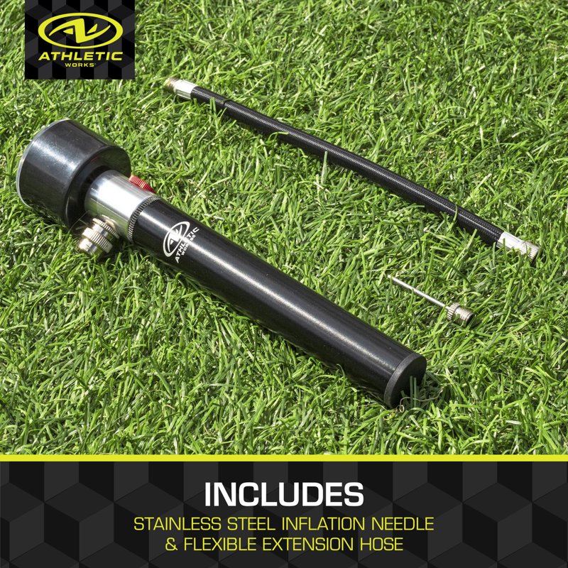 Sports Ball Pump with Pressure Gauge, Hose & Needle - Compact & Portable