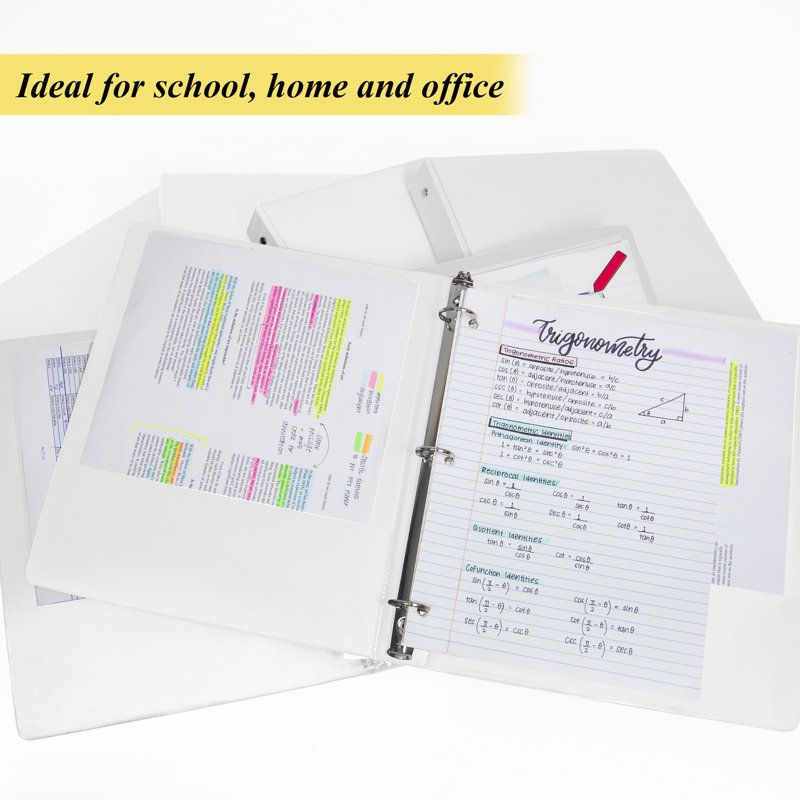 3-Ring Binder with Round Rings and Inside Pockets - 1.5 Inch Office & School Organizer