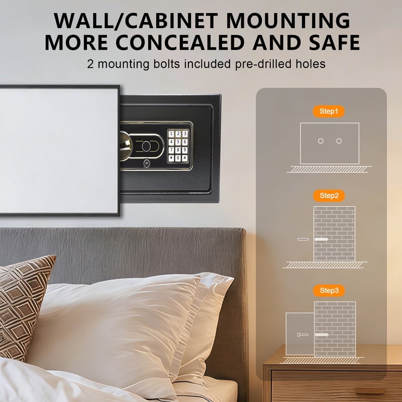4 Cuft Electronic Digital Security Safe with Fingerprint & Alarm for Home Office Hotel