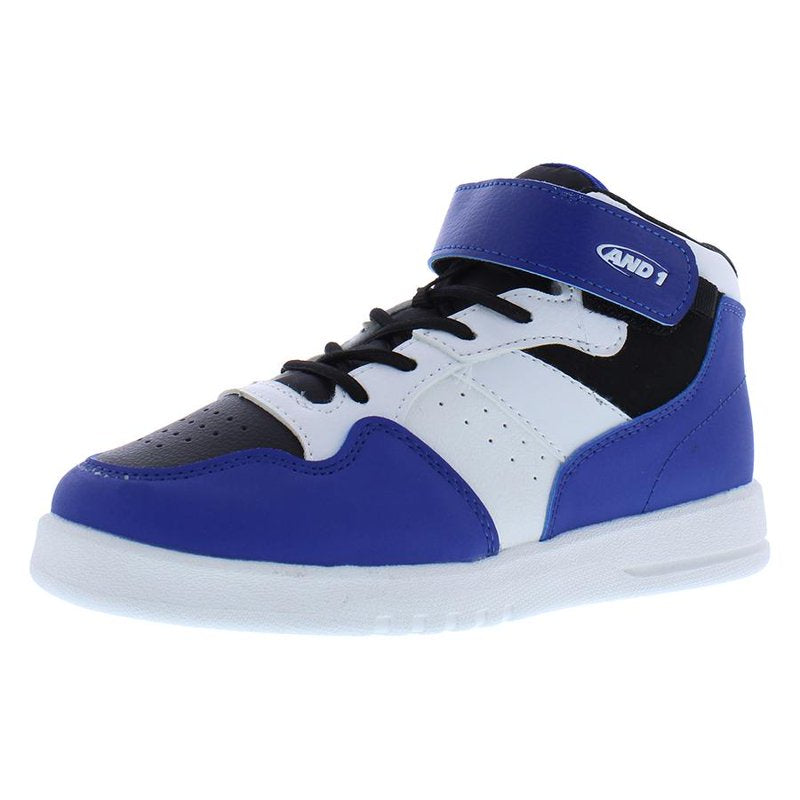 Kids Boys Athletic Shoes Size 1 White Blue Sneakers for Active Play