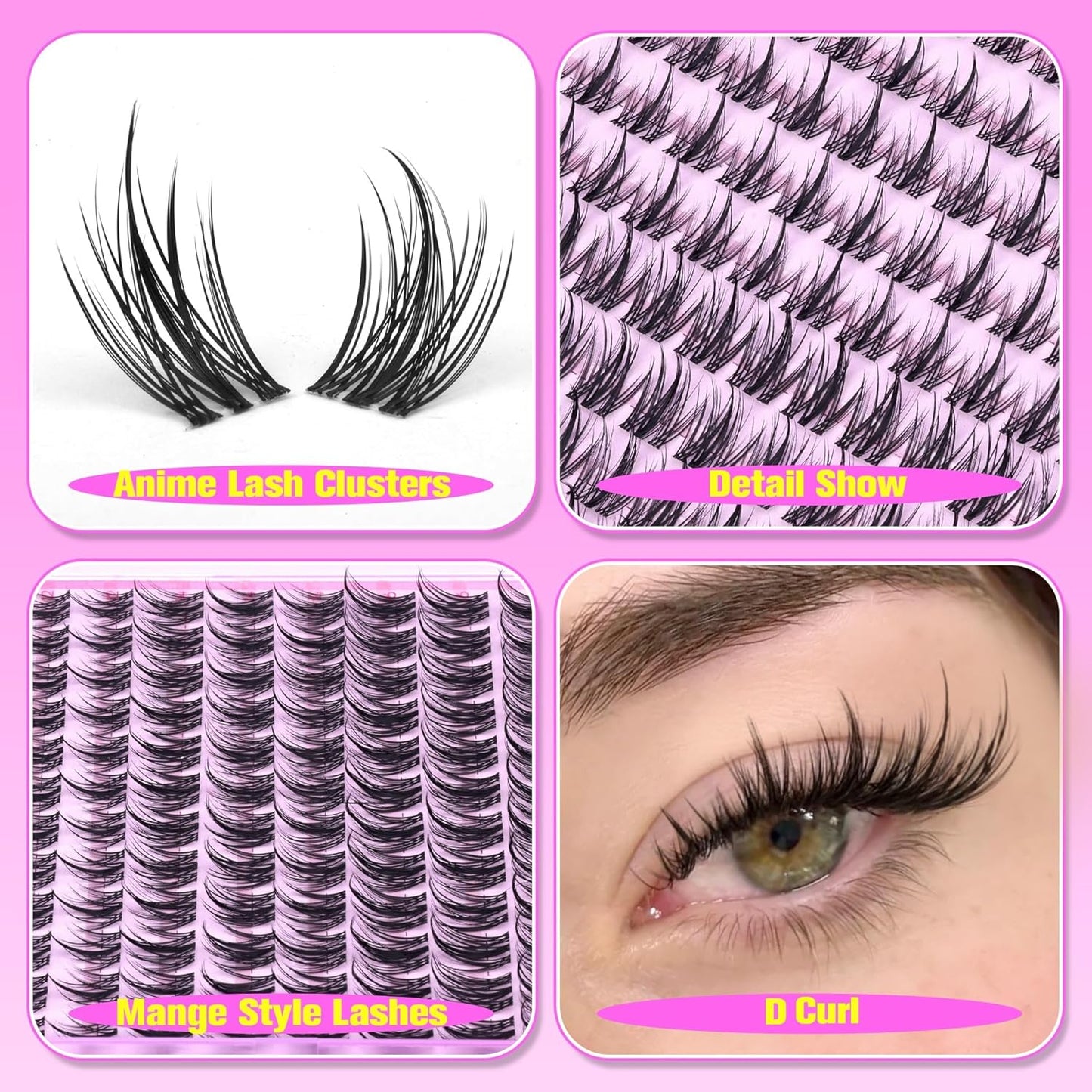 Manga Eyelash Clusters - Natural Look Anime Lash Extensions (8-16MM) for Beginners